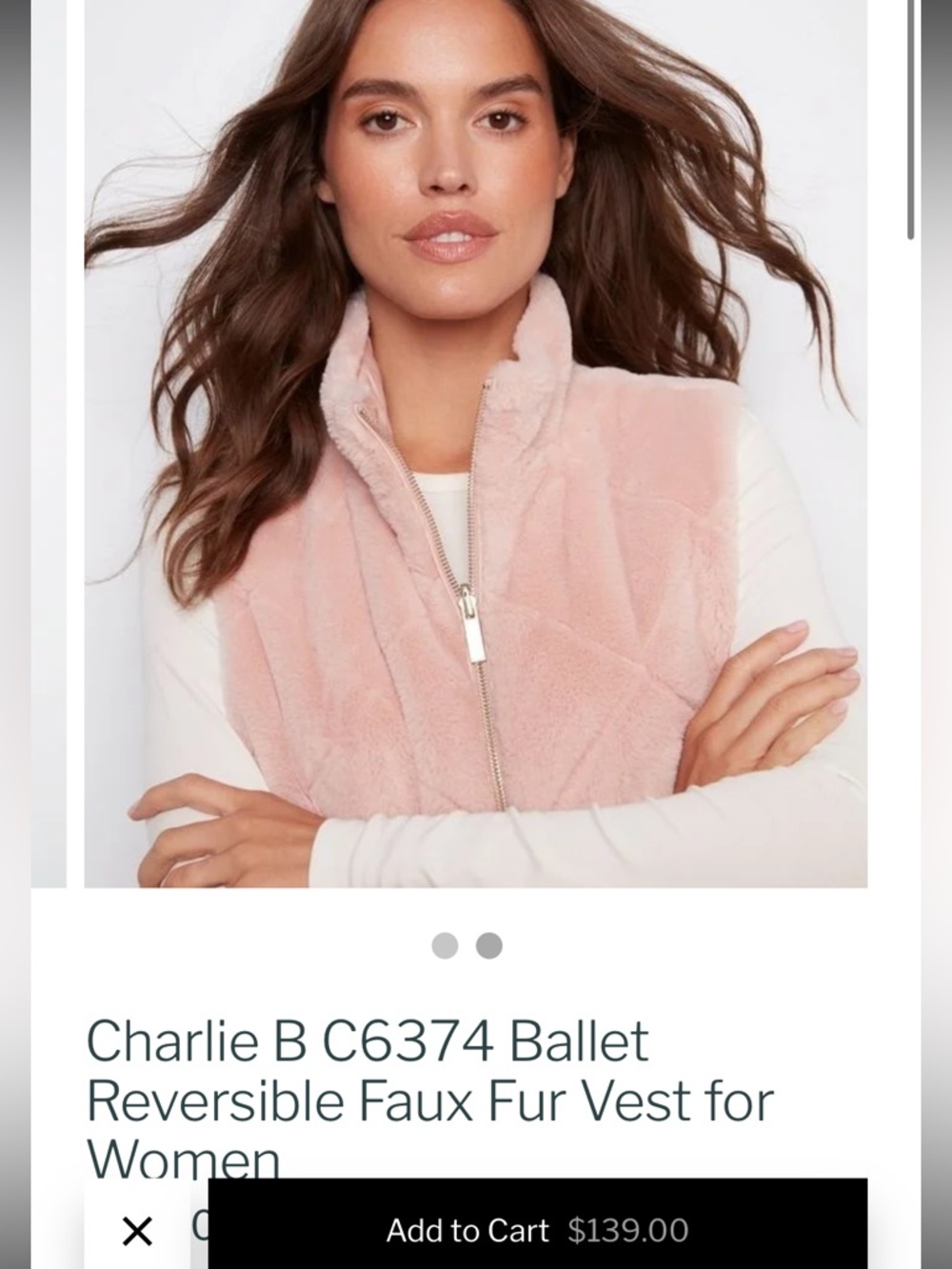 Charlie B Women's Reversible Quilted Faux Fur Vest